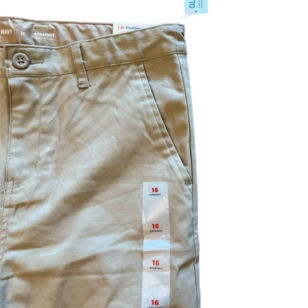 Old Navy Boys Beige Chino Pants Straight Leg Size 16